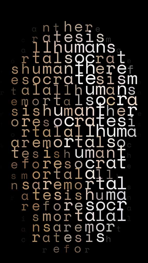 All humans are mortal Socrates is human therefore Socrates is mortal Digital Dilettante, Artist Gallery, ASCII art, Digital art, NFT, Opensea, Foundation, Boudoir photo, Erotic art, Photography